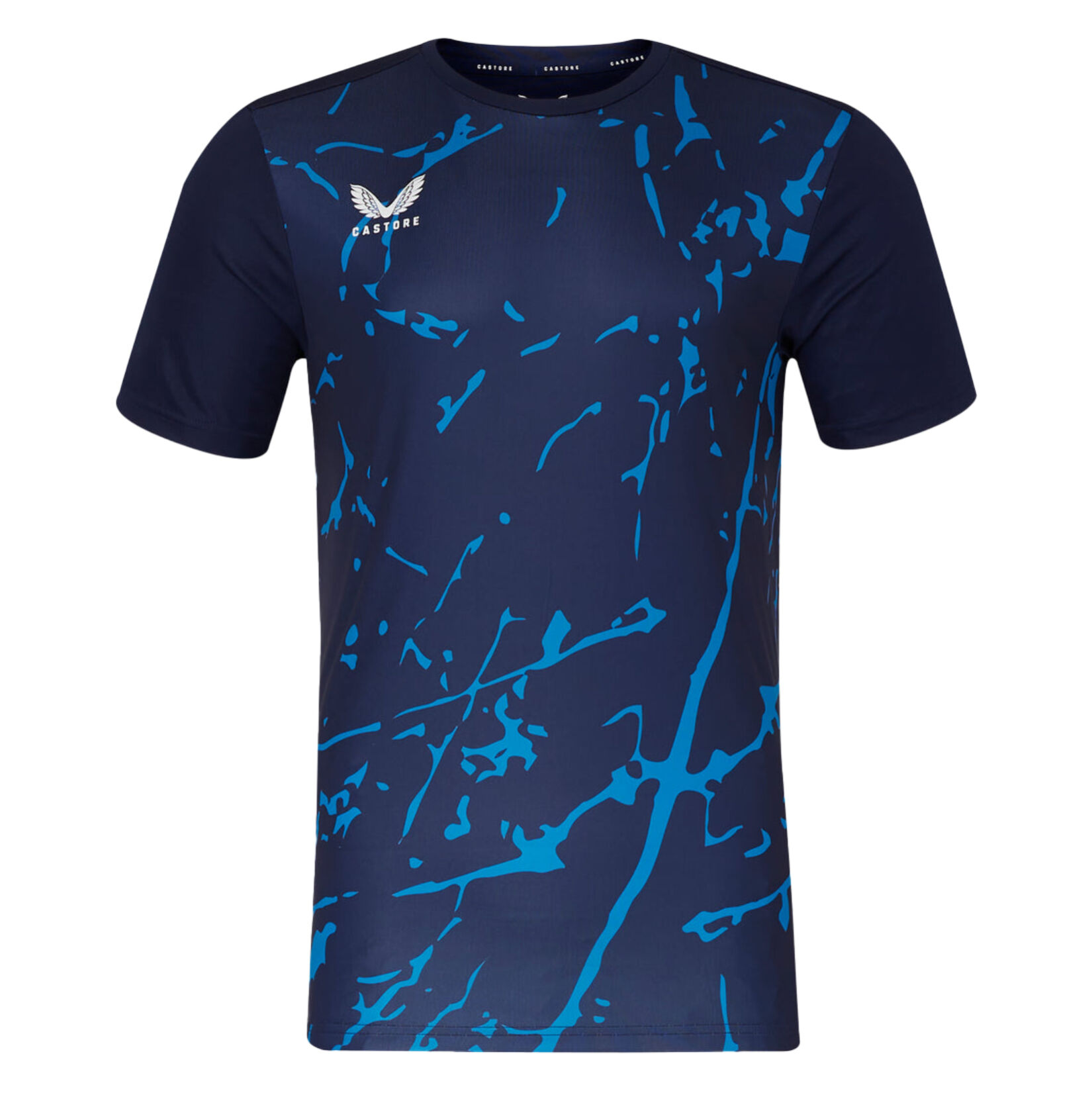 Castore Marble Printed Short Sleeve Training Tee - Navy/Royal Blue/White