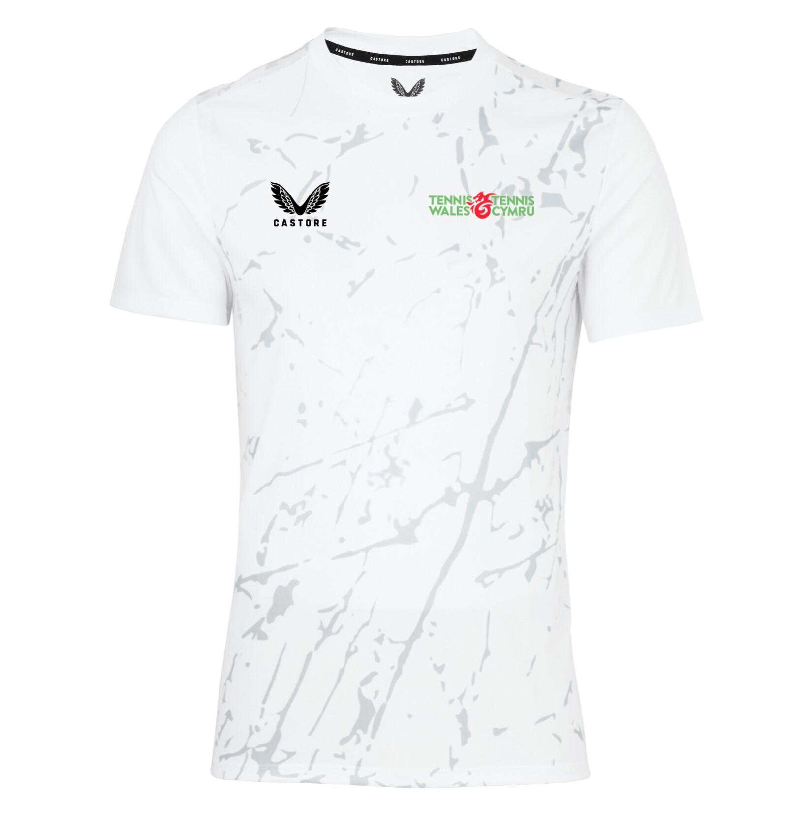 Castore Marble Printed Short Sleeve Training Tee - White/Grey