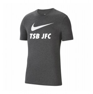 Nike Team Club 20 Swoosh Tee (M) Charcoal Heather-White