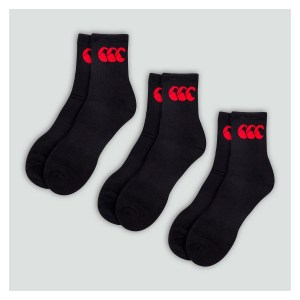 Canterbury Crew Socks 3 Pack Black-Red