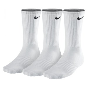 Nike 3 Pack Cushioned Cotton Crew Training Socks White-(black)