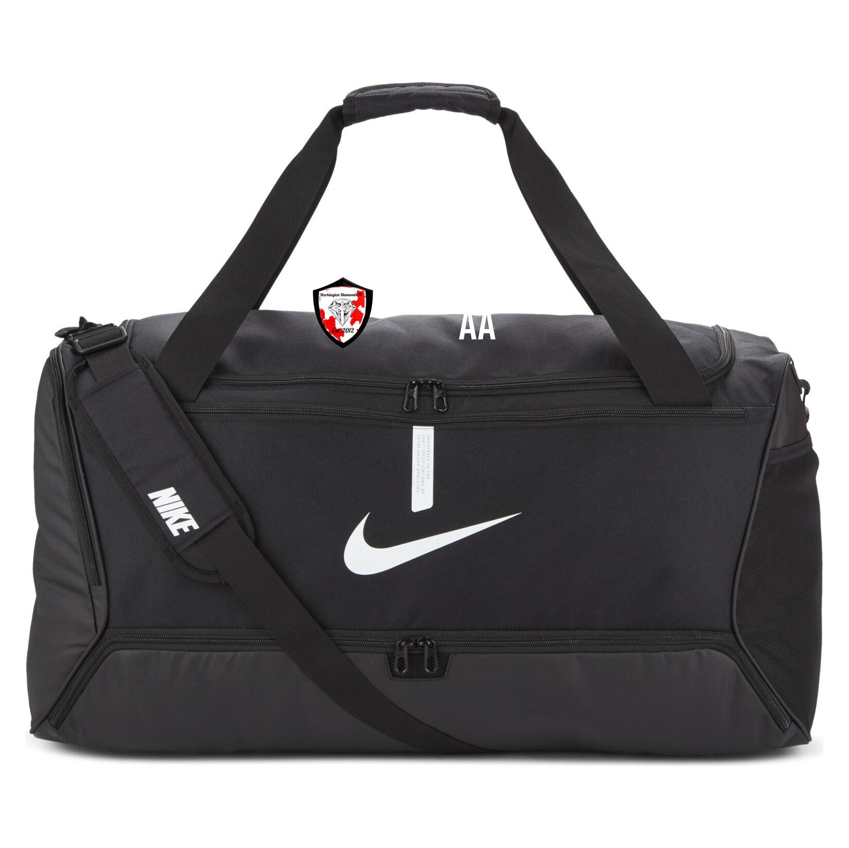 Nike Academy Team Duffel Bag (Large) - Black/Black/White
