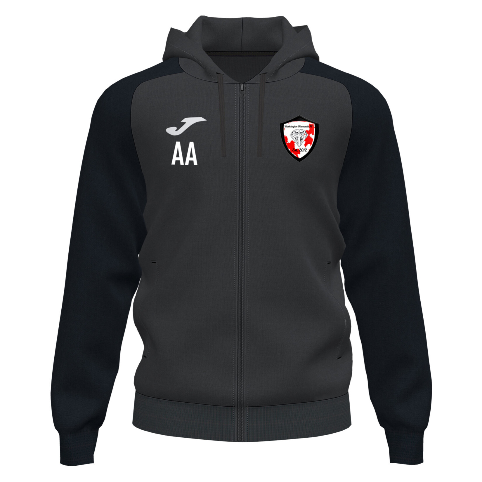 Joma Academy IV Zip Hoodie Jacket (M) - Anthracite/Black
