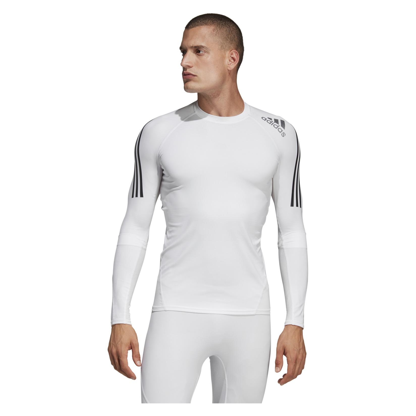 Adidas-LP Alphaskin Sport+ 3-stripes Long Sleeve Top White