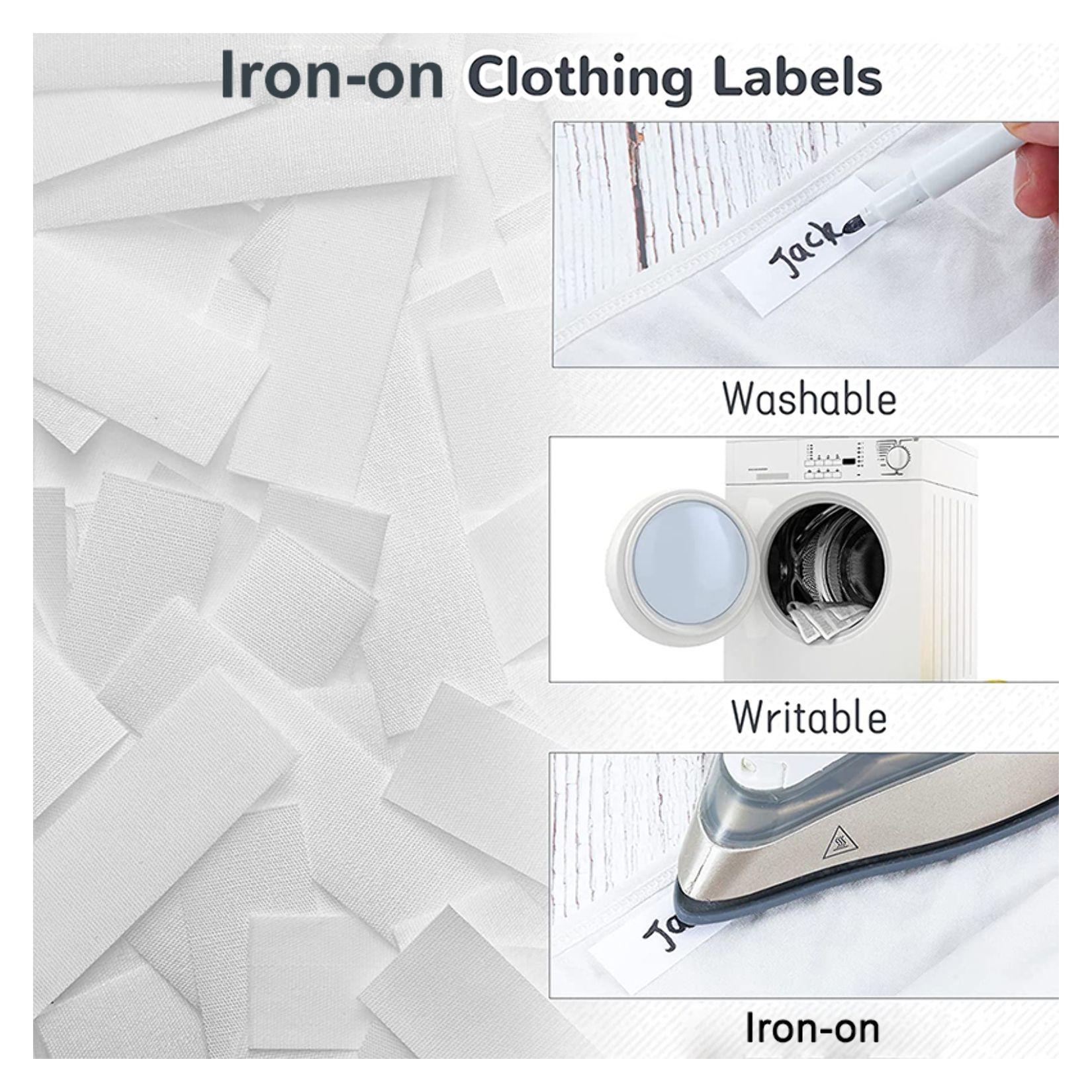 Iron On Name Labels (25) with Pen