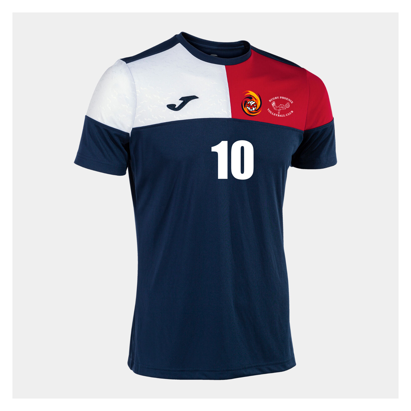 Joma Crew V Short Sleeve T-Shirt - NAVY/RED/WHITE