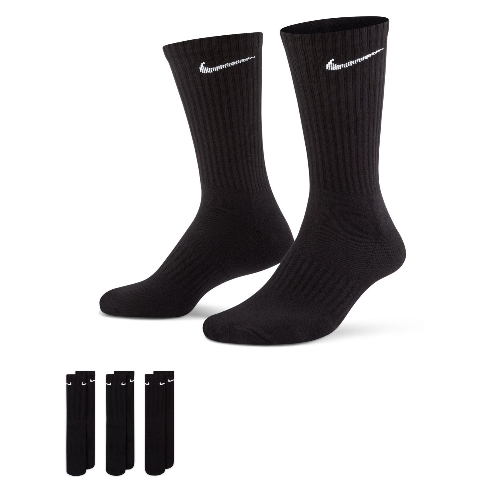 Nike Everyday Cushion Crew - 3 Pack - Black/White