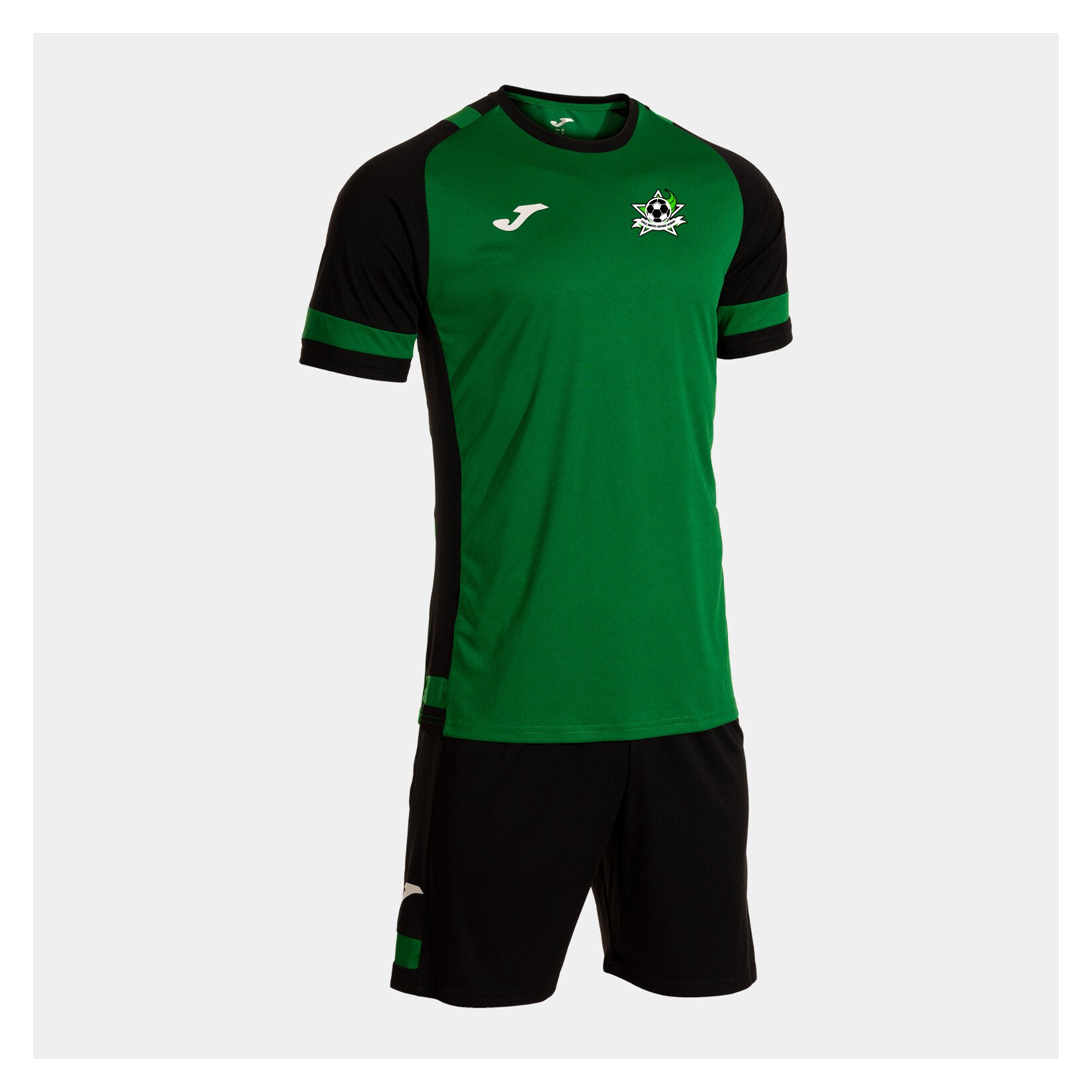 Joma Lider Football Shirt & Shorts Kit - Green Medium/Black/Red