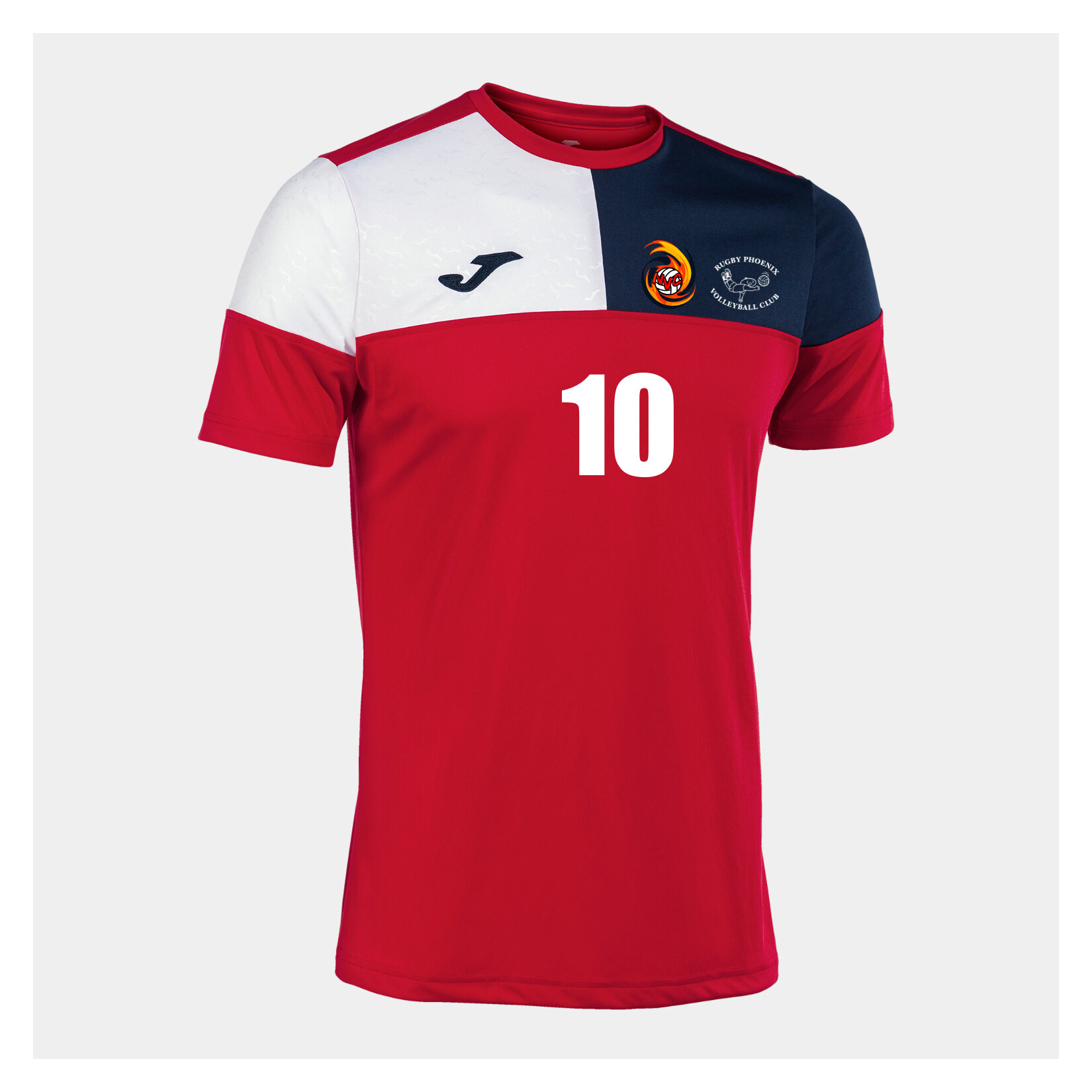 Joma Crew V Short Sleeve T-Shirt - RED/NAVY/WHITE
