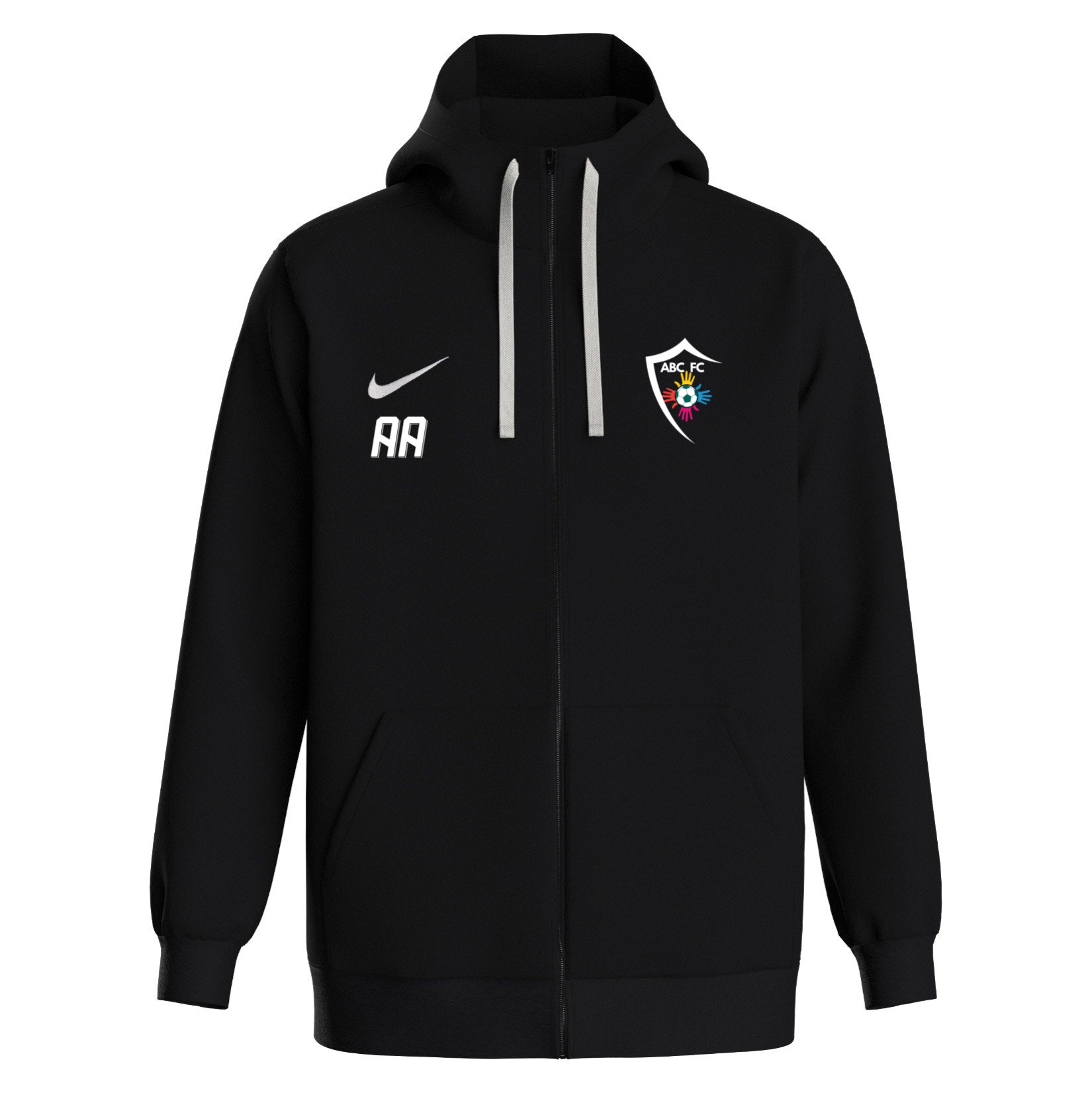 Nike Team Club 20 Fleece Full-Zip Hoodie - Black/White/White