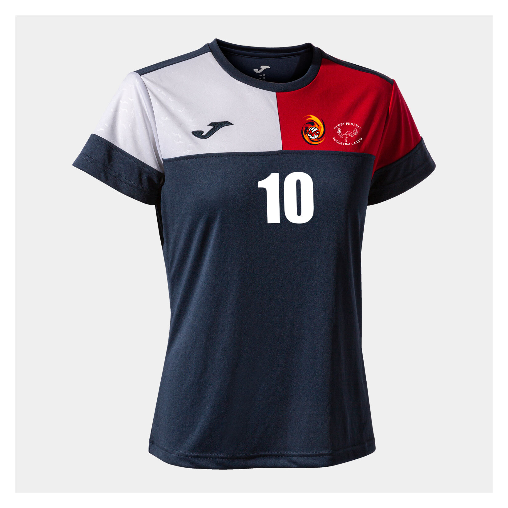 Joma Crew V Women's Short Sleeve T-Shirt - Navy/Red/White