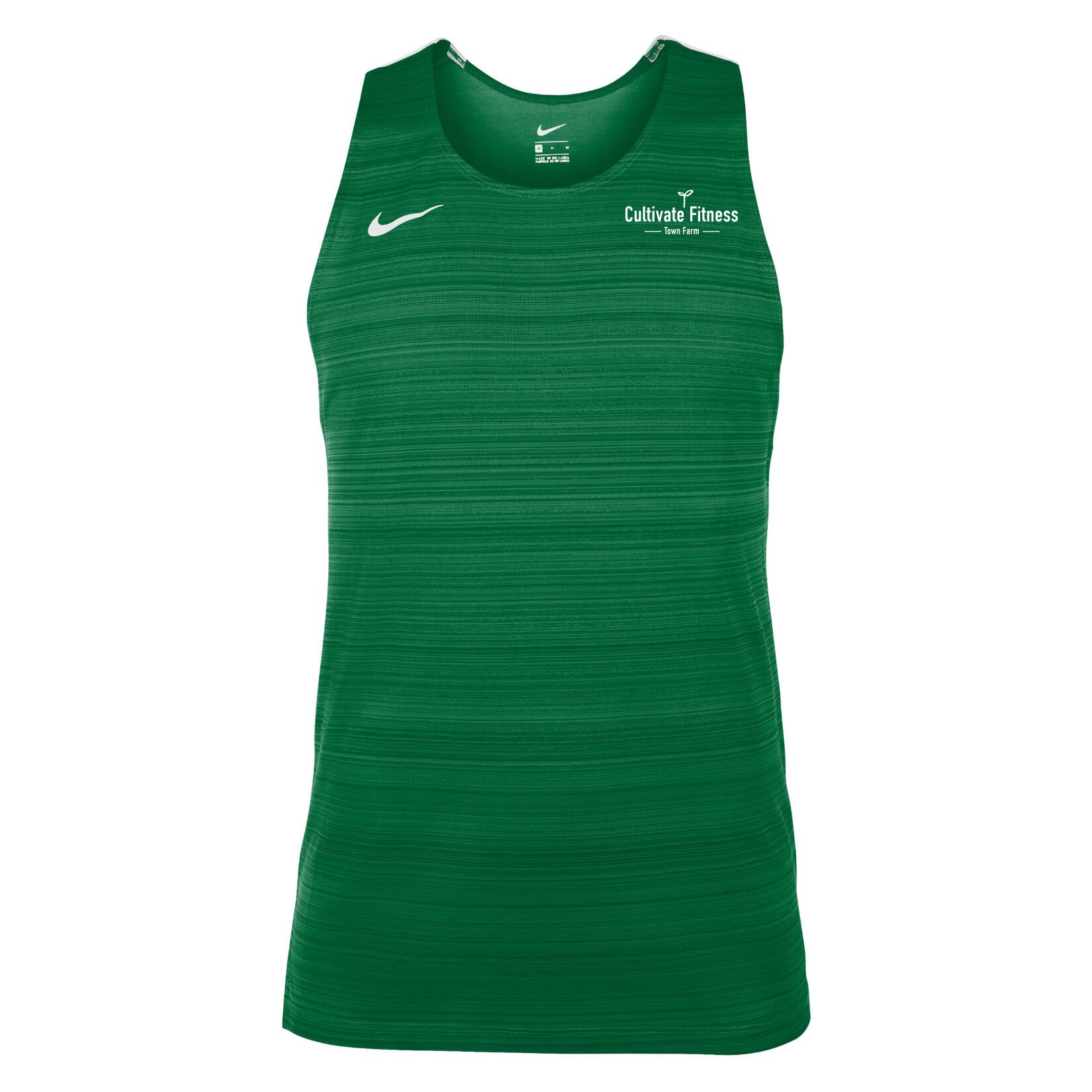 Zelus-Nike Dry Miler Mens Singlet - Pine Green/White