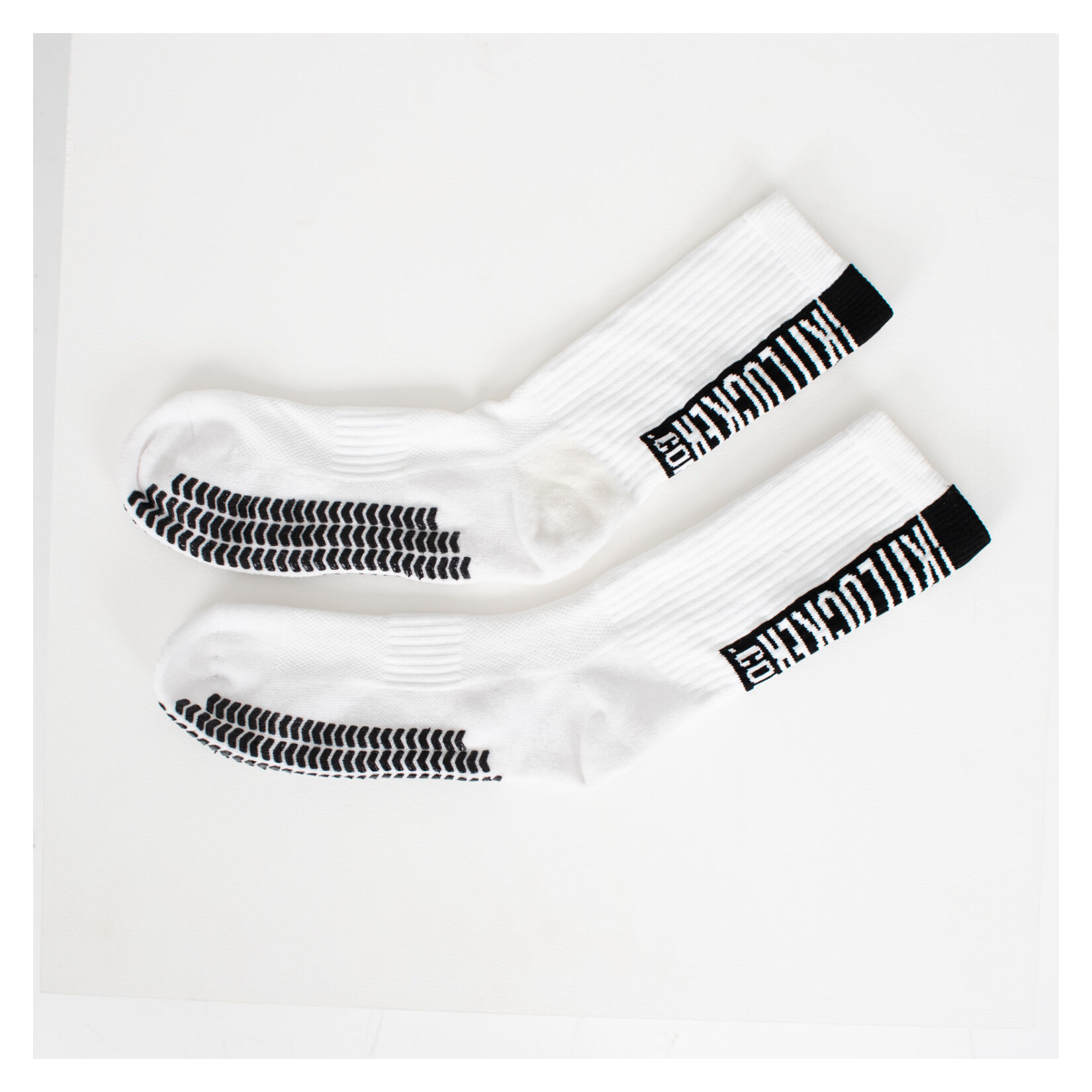 Cotton Crew Grip Socks - White/Black