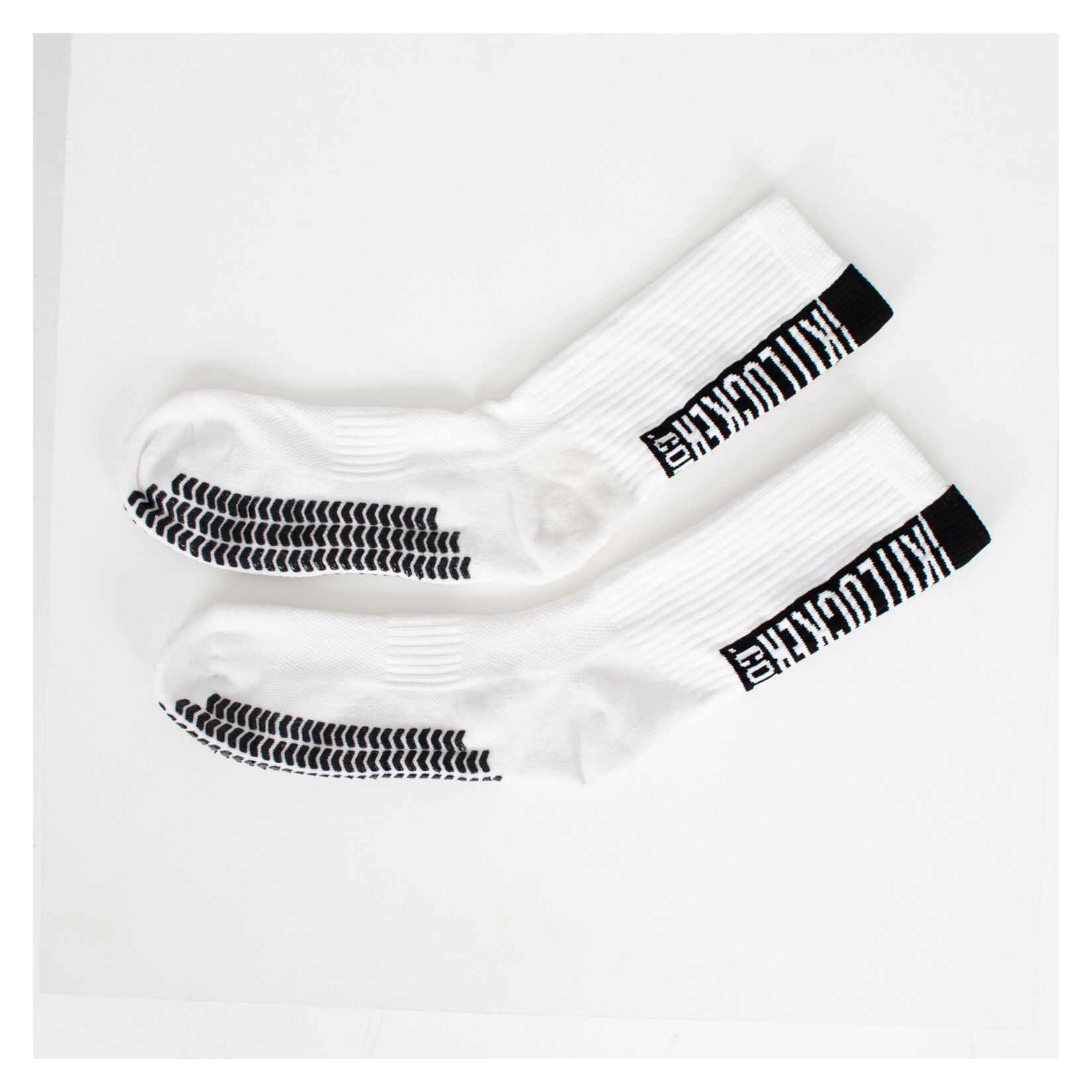 Cotton Crew Grip Socks - White/Black