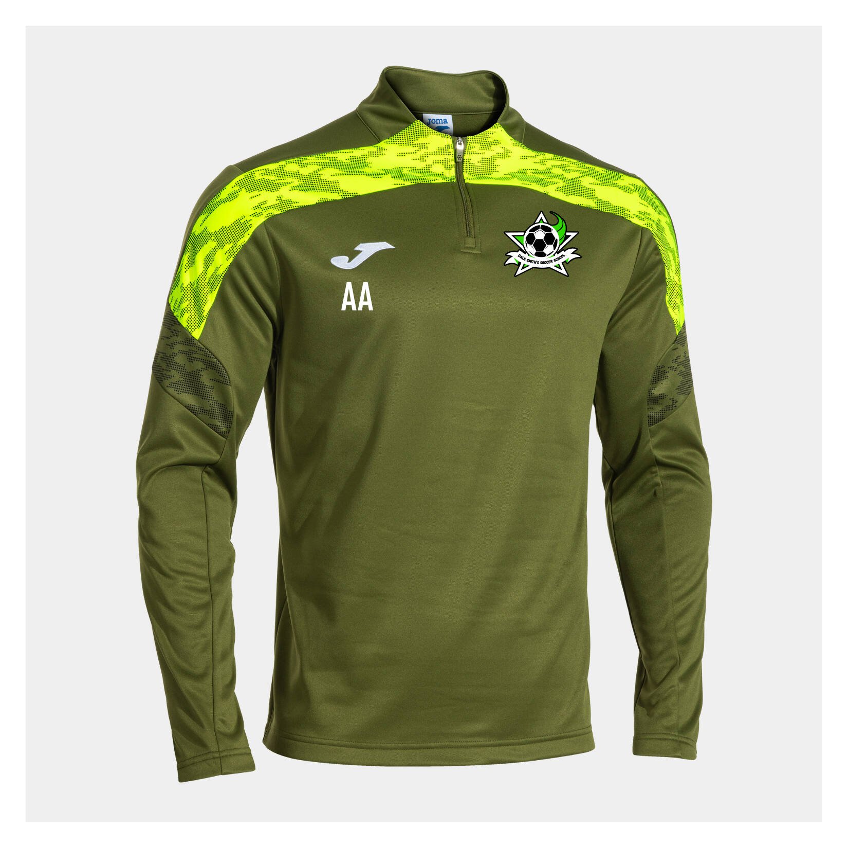 Joma Championship VIII 1/2 Zip Sweatshirt - Kaki/Fluorescent Yellow