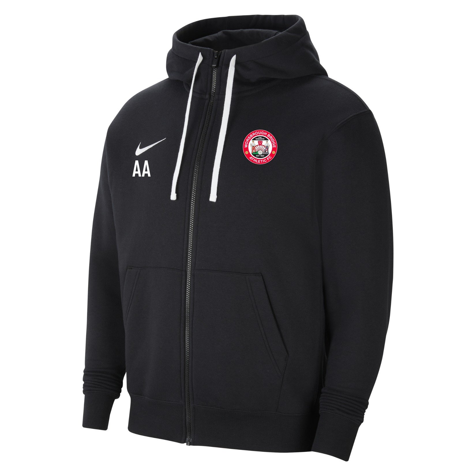 Nike Team Club 20 Fleece Full-Zip Hoodie - Black/White/White