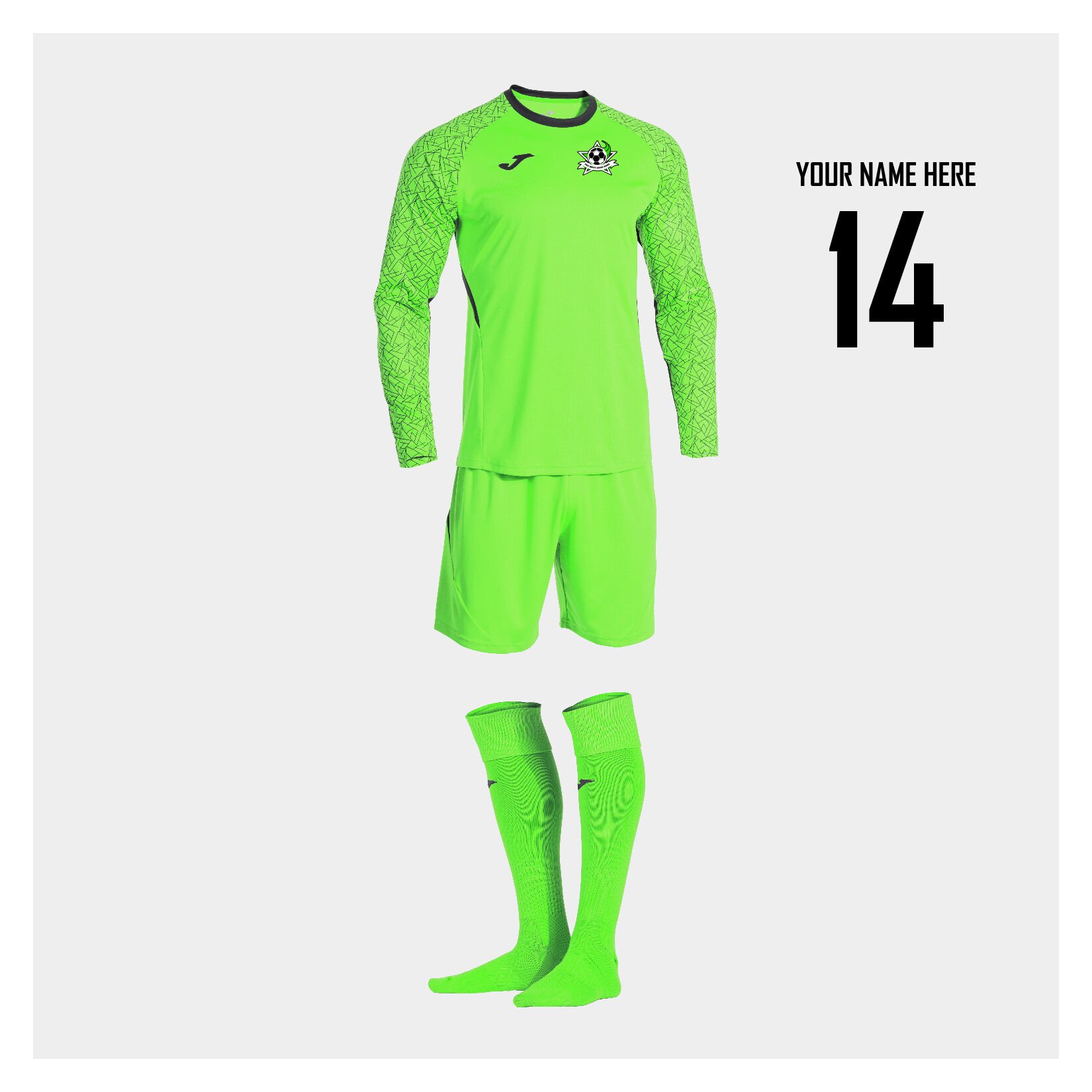 Joma Zamora X Long-Sleeve Goalkeeper 3-Piece Set - Fluorescent Green/Black