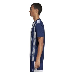 Adidas Striped 19 Short Sleeve Shirt Dark Blue-White