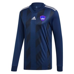 Adidas Striped 19 Long Sleeve Football Shirt Dark Blue-White