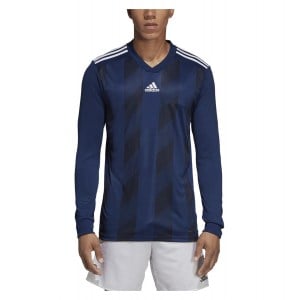 Adidas Striped 19 Long Sleeve Football Shirt Dark Blue-White