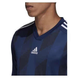 Adidas Striped 19 Long Sleeve Football Shirt Dark Blue-White