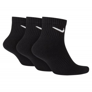 Nike Everyday Cushion Ankle Training Socks (3 Pair) Black-White