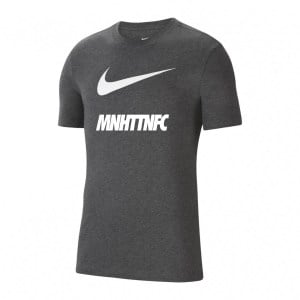 Nike Team Club 20 Swoosh Tee (M) Charcoal Heather-White