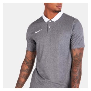 Nike Dri-FIT Park Poly Cotton Polo (M) Charcoal Heather-Htr-White-White