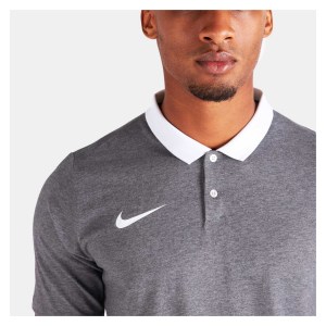 Nike Dri-FIT Park Poly Cotton Polo (M) Charcoal Heather-Htr-White-White