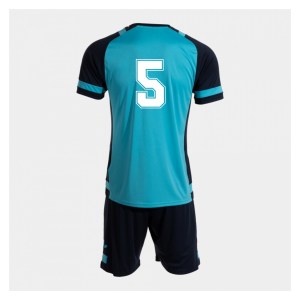 Joma Lider Football Shirt & Shorts Kit - Fluorescent Turquoise/Dark Navy