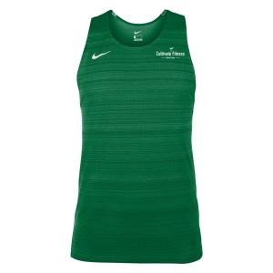 Zelus-Nike Dry Miler Mens Singlet - Pine Green/White